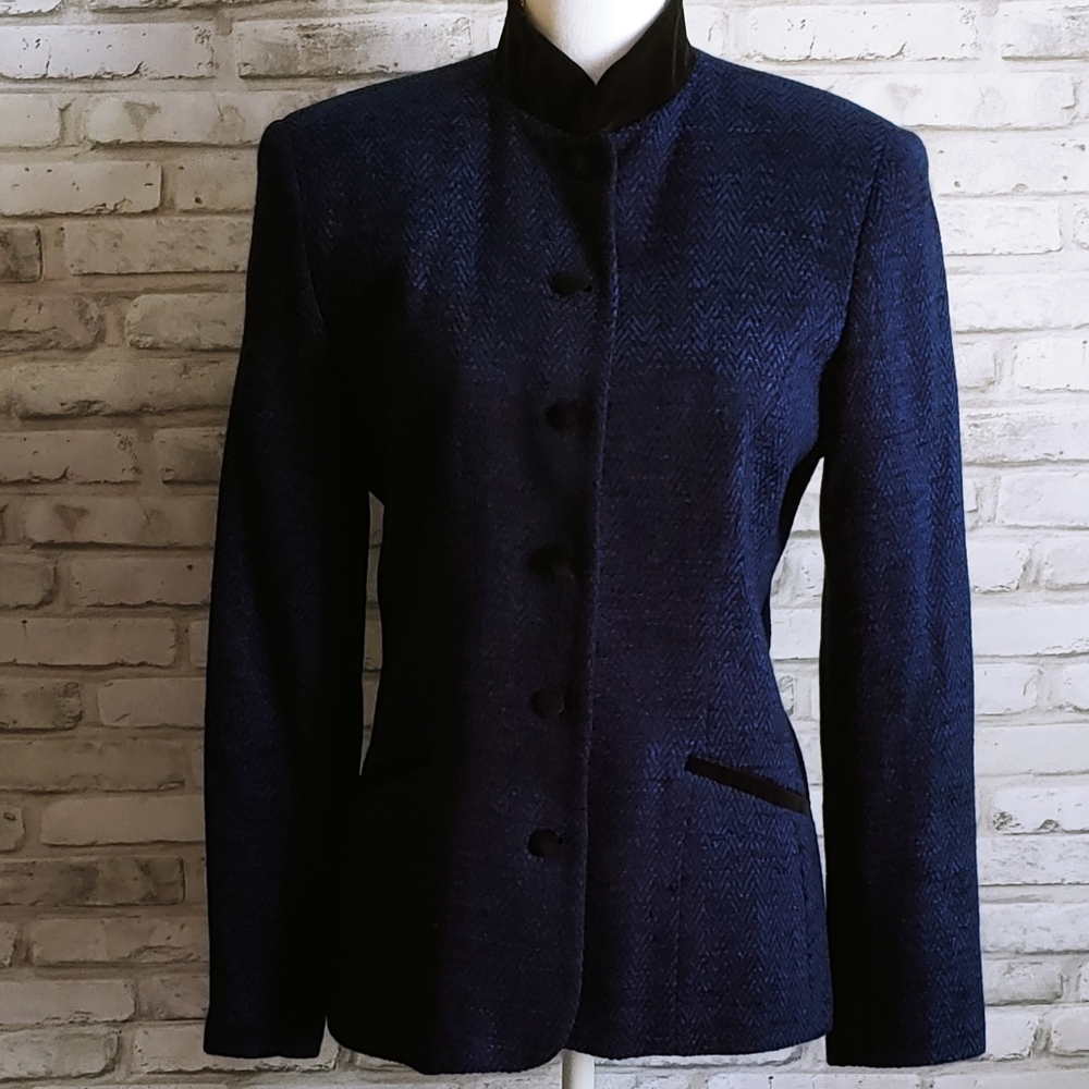 Talbots Suit Jacket, Wool Blazer, Mandarin Collar